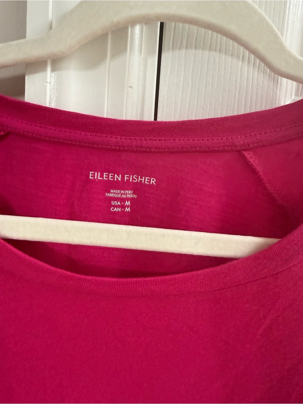 Eileen Fisher Hot Pink Crewneck Short-Sleeve Tee